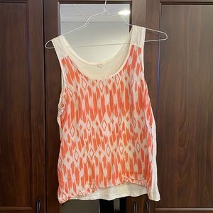 J.Crew coral and white tank top